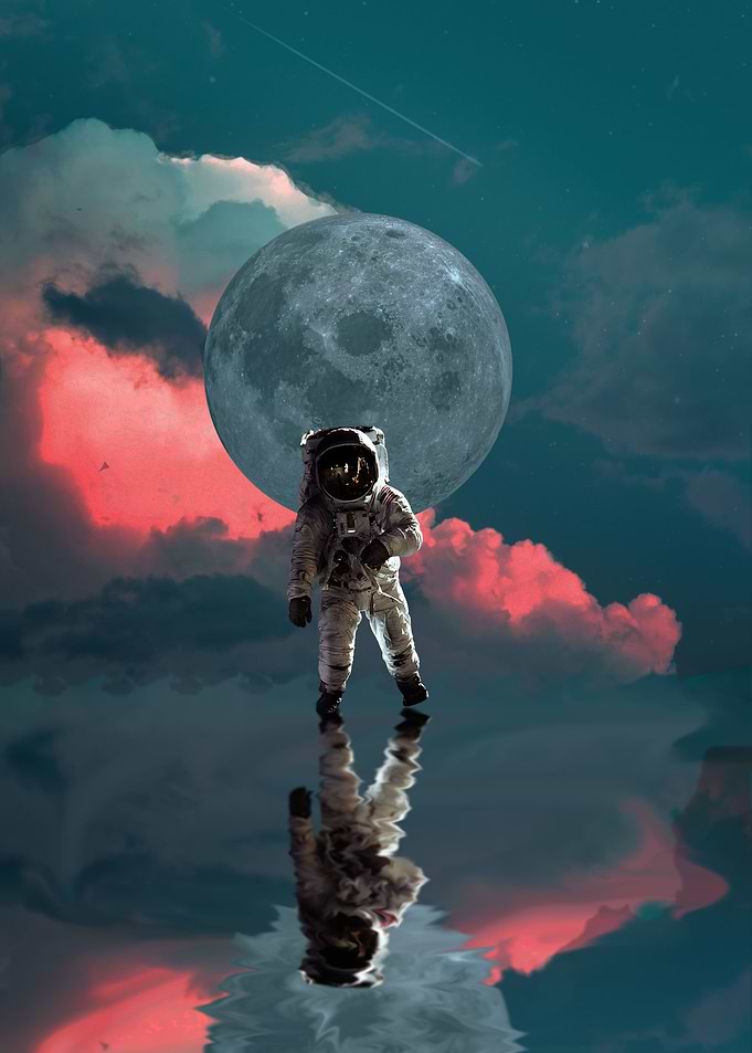Astronaut and Moon