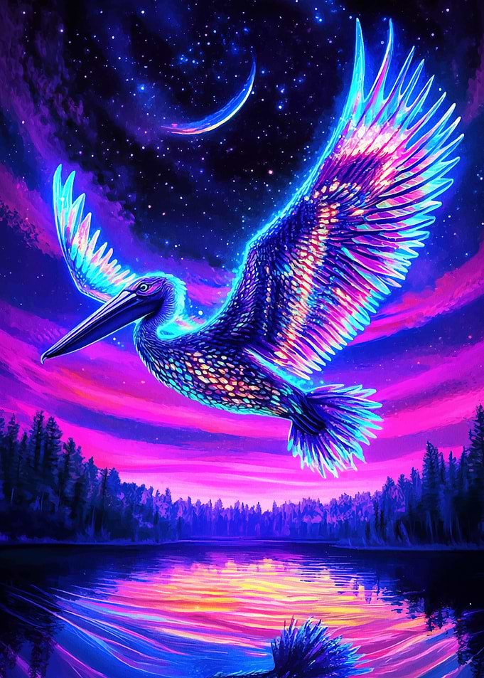 Neon Pelican Flight