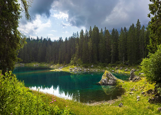 Serene Mountain Lake Carezza - Italy