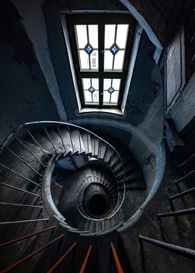 Abandoned spiral staircase