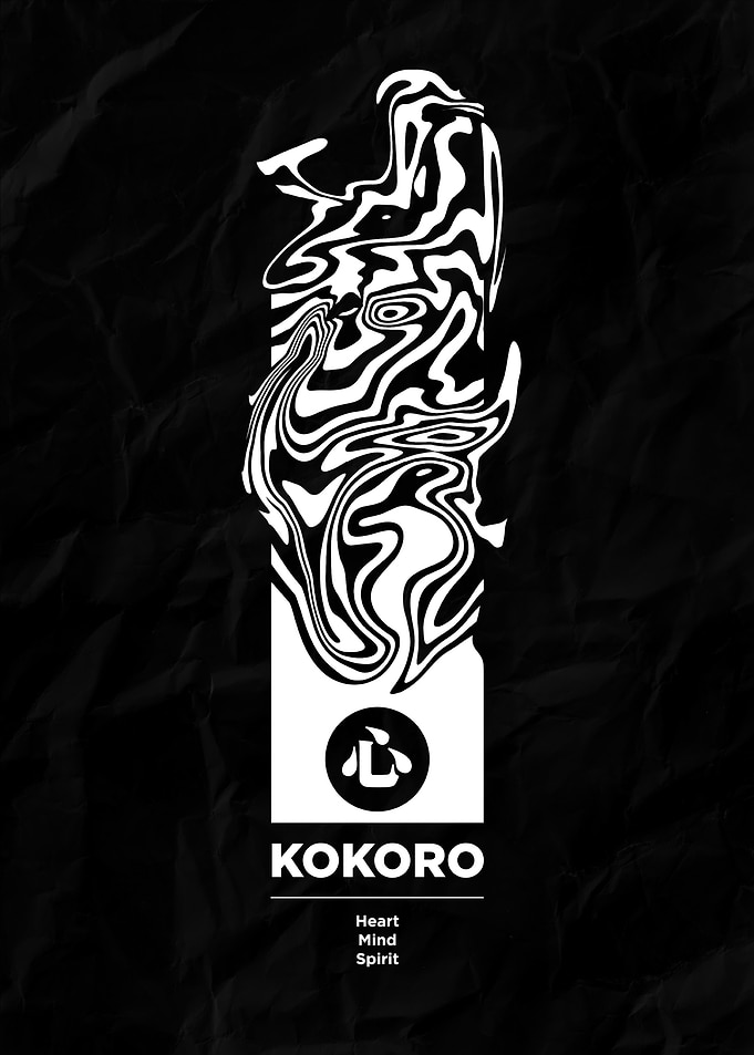 Kokoro Japanese Motivational Word Art