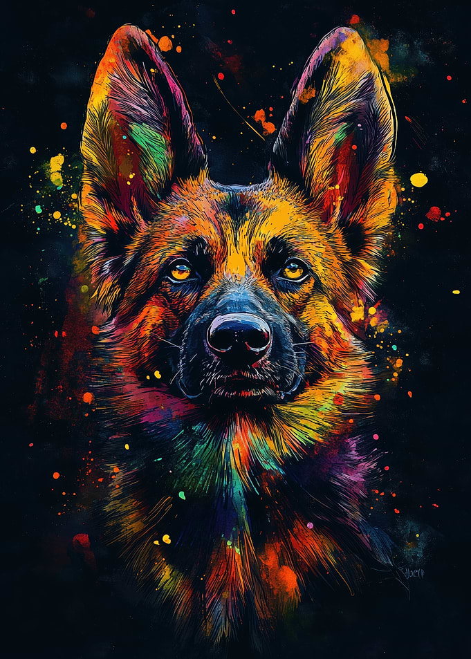 Colorful German Shepherd