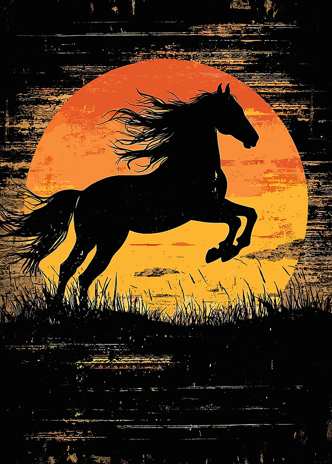 Black Horse Silhouette Sunset
