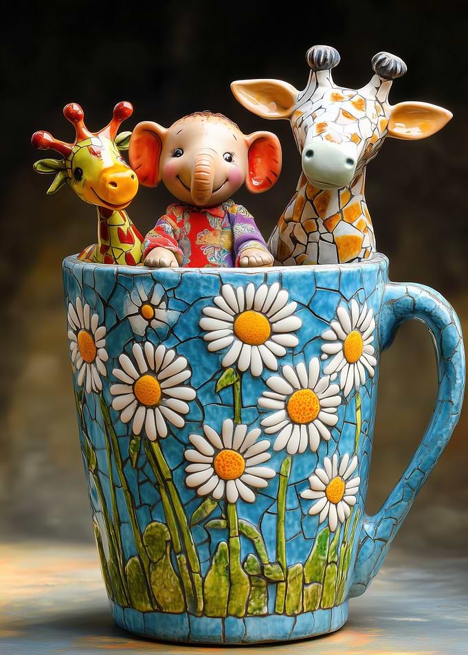 Animal Figurines in Mug