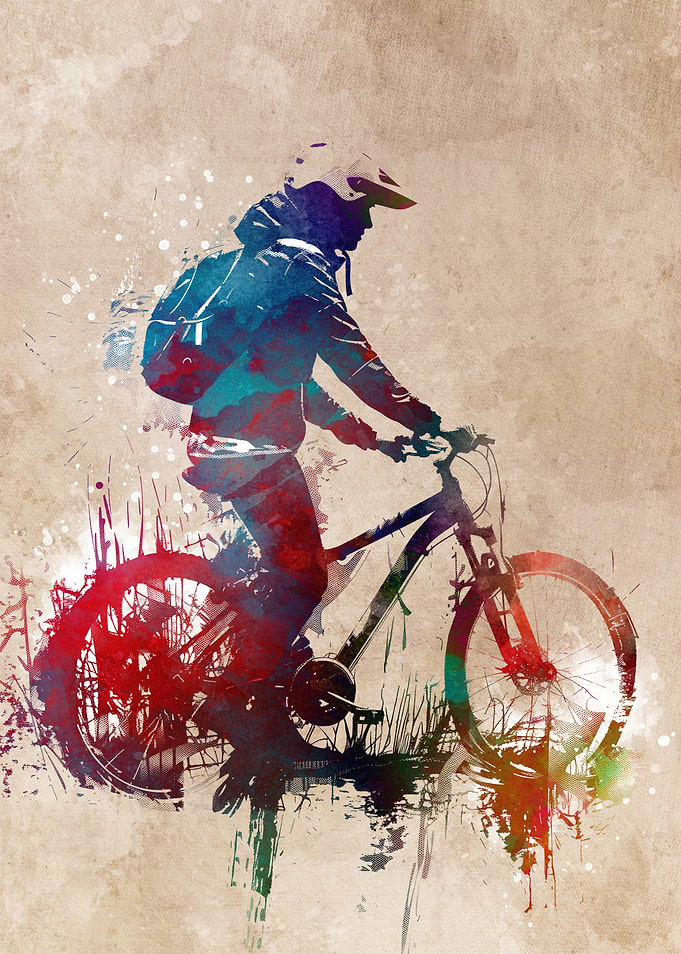 Mountain Biking Watercolor
