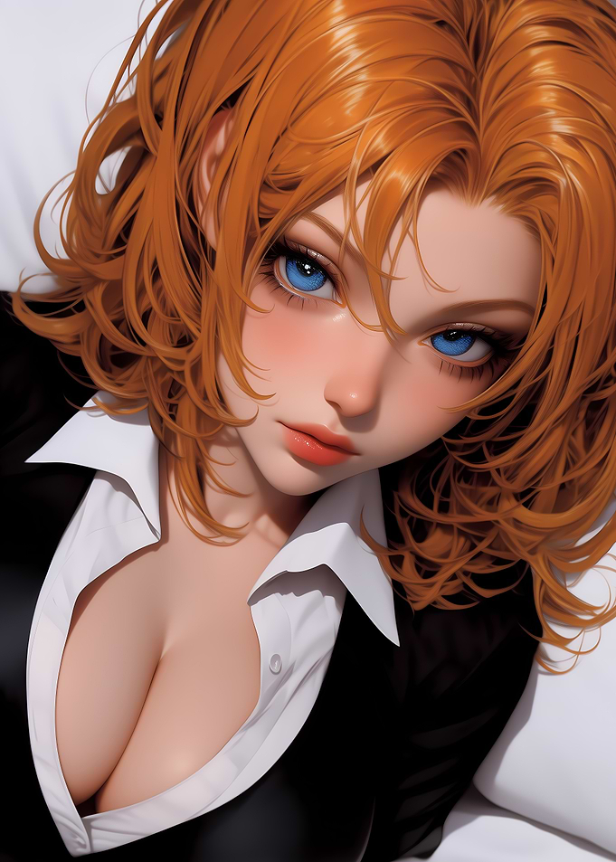 Anime Girl with Red Hair Gaming
