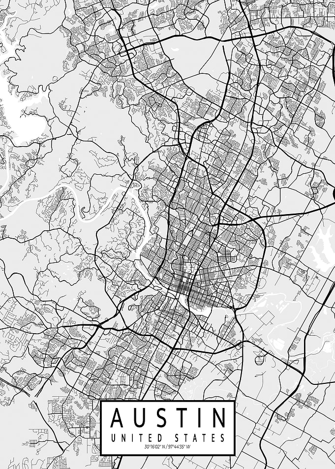 Austin City Map USA Light