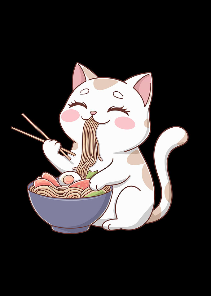 Kawaii Ramen Cat Neko Cute Anime Noodle Lover