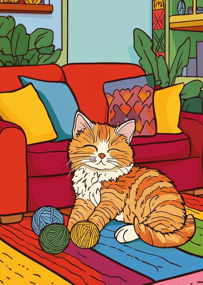 Cute Cat on a Couch