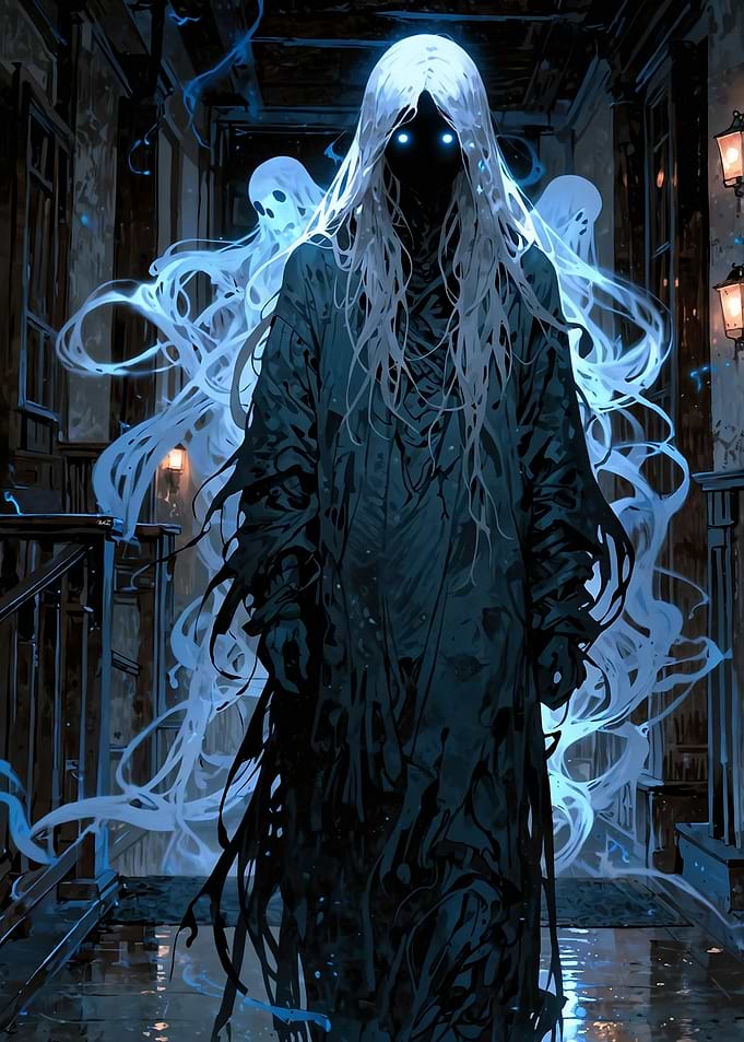 Ghostly Figure in Hallway