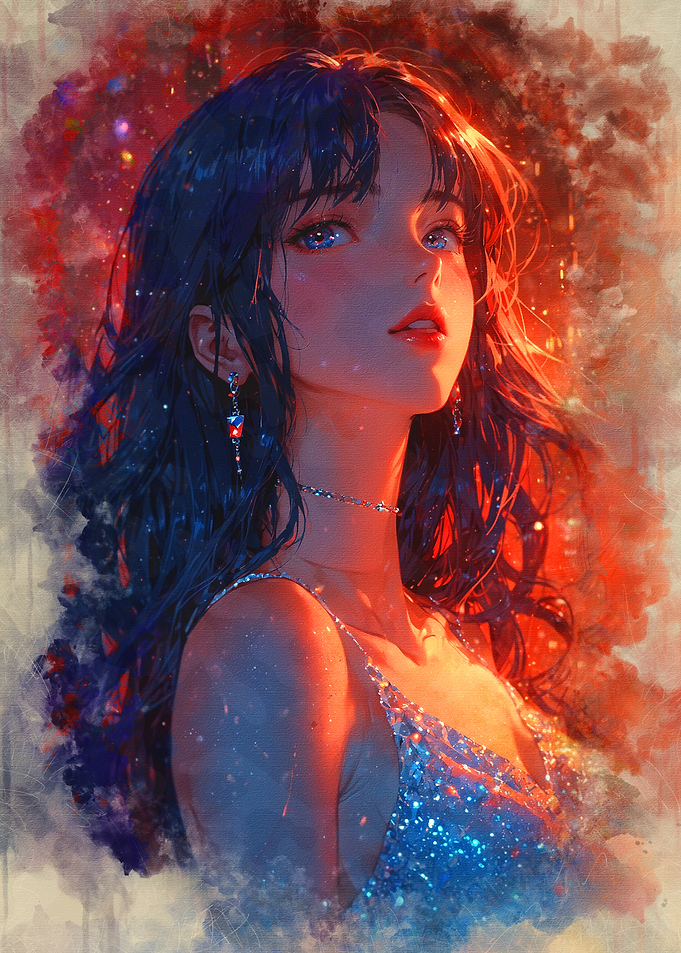 Glittering Night Muse in Vibrant Hues