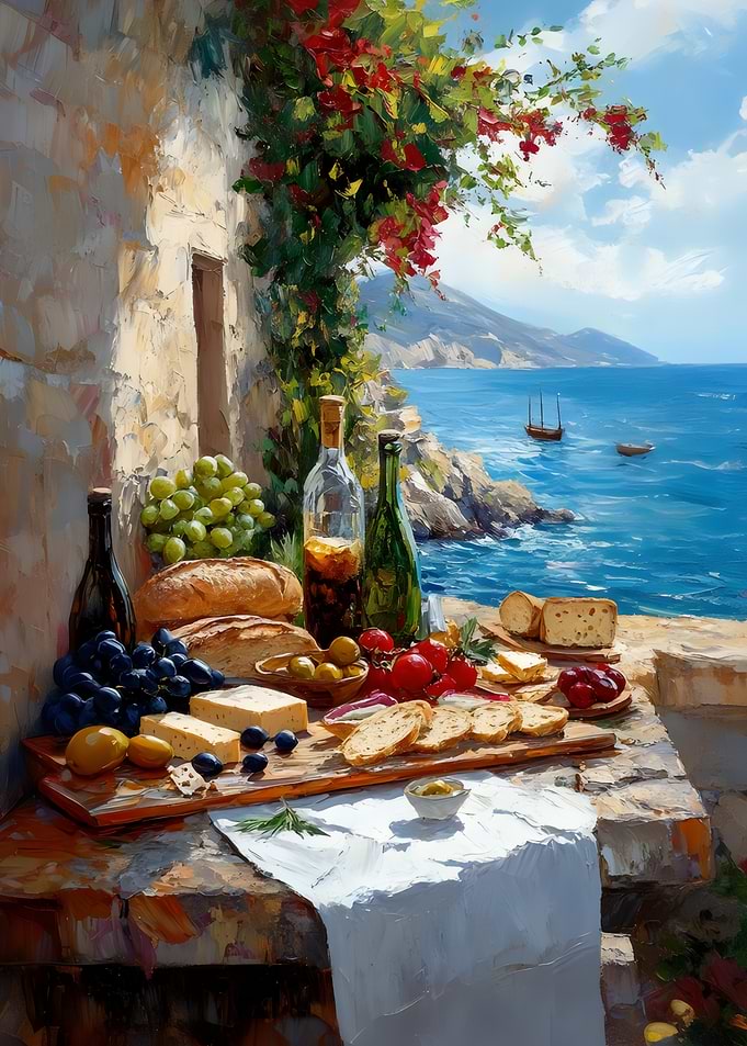 Mediterranean View With Food