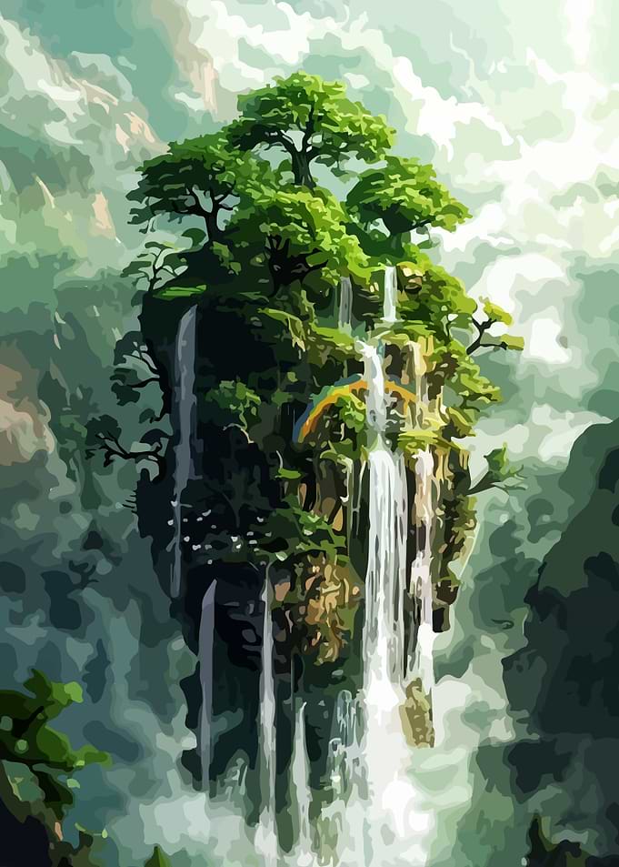 Floating Island Waterfall