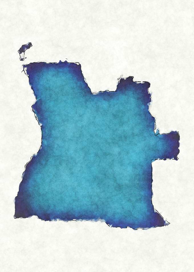 Angola watercolor map