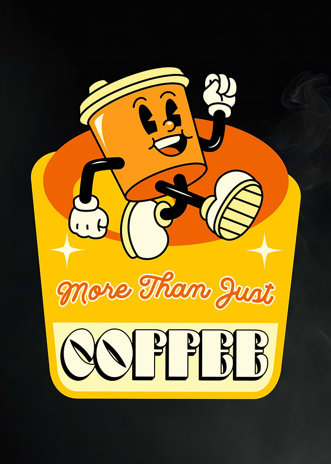 Coffee Character Illustration Coffee shop Poster