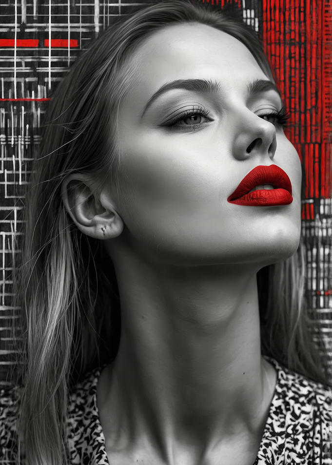 Woman with Red Lips