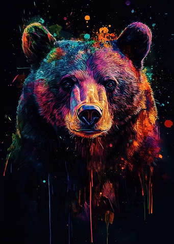 Bear in Neon Splatter