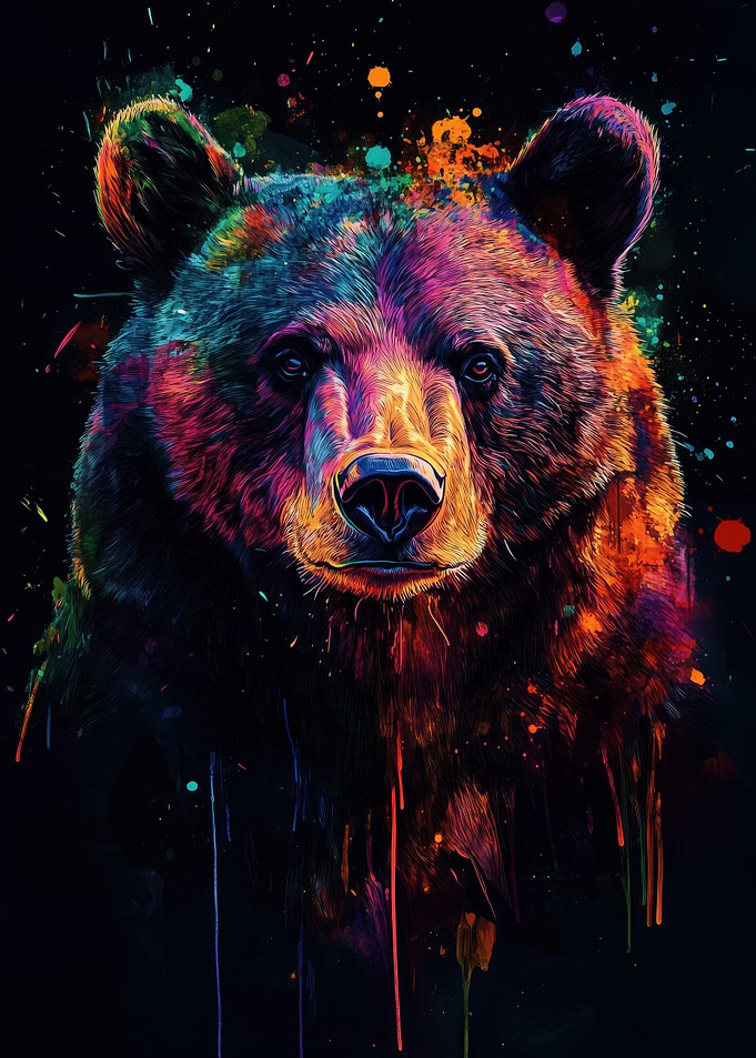 Bear in Neon Splatter