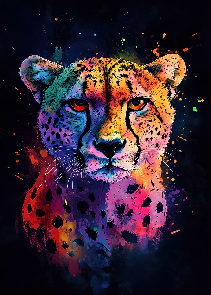Cheetah in Neon Colors