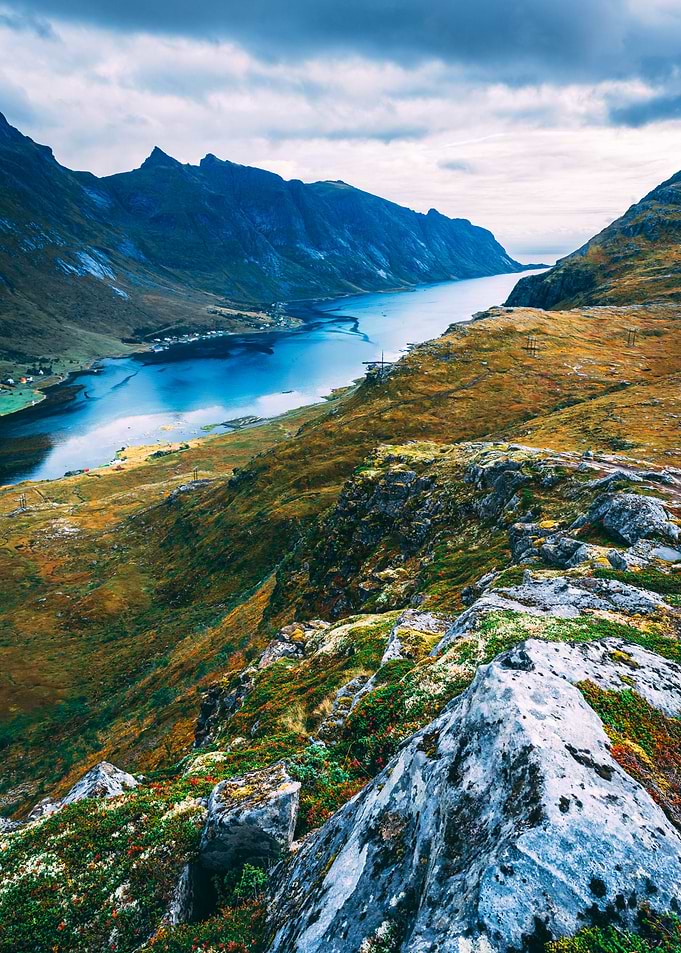 Rough Norwegian Mountain Fjord Landscape