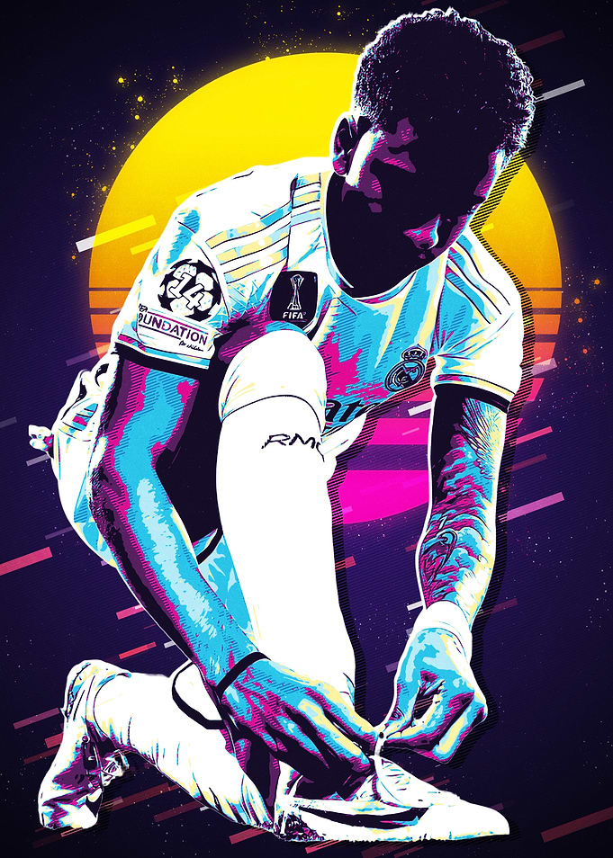 Rodrygo Football Player in Retro Style