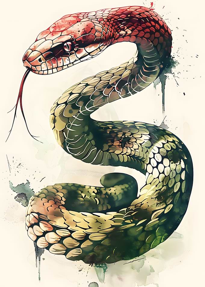 Watercolor Snake Art