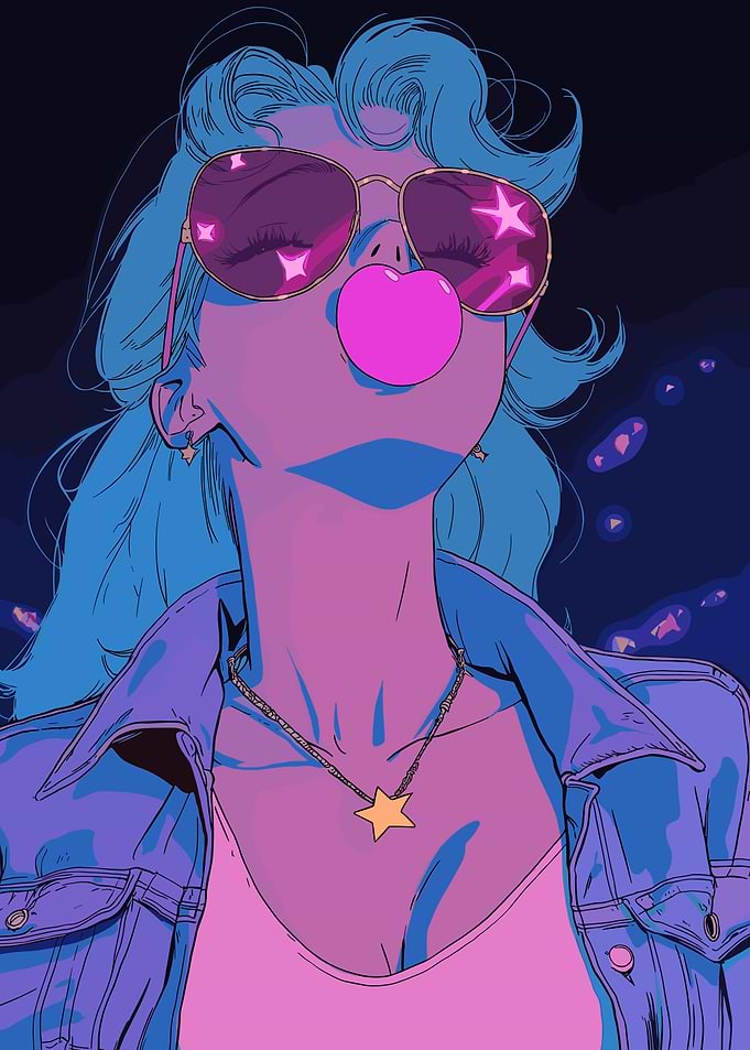 Retro Girl with Sunglasses