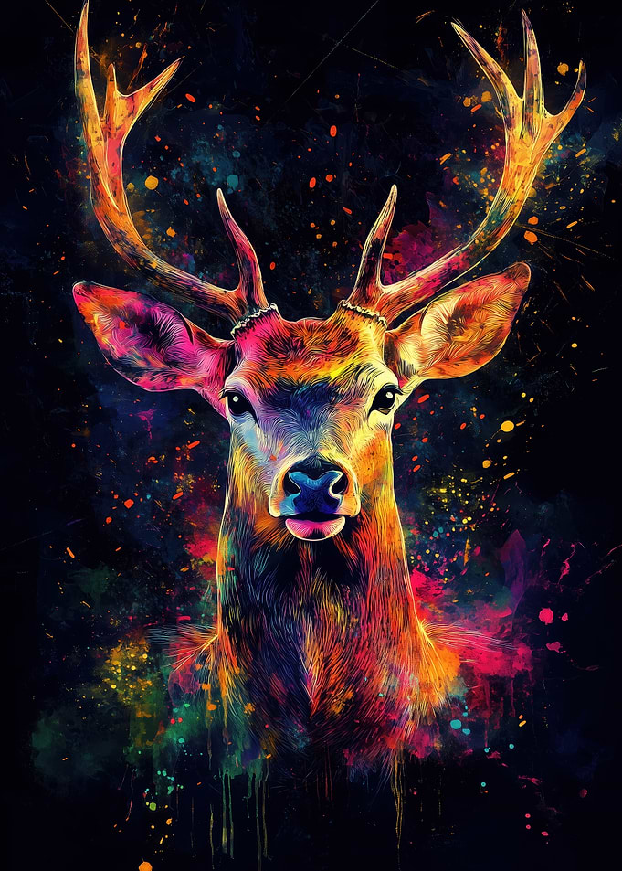 Colorful Deer Portrait