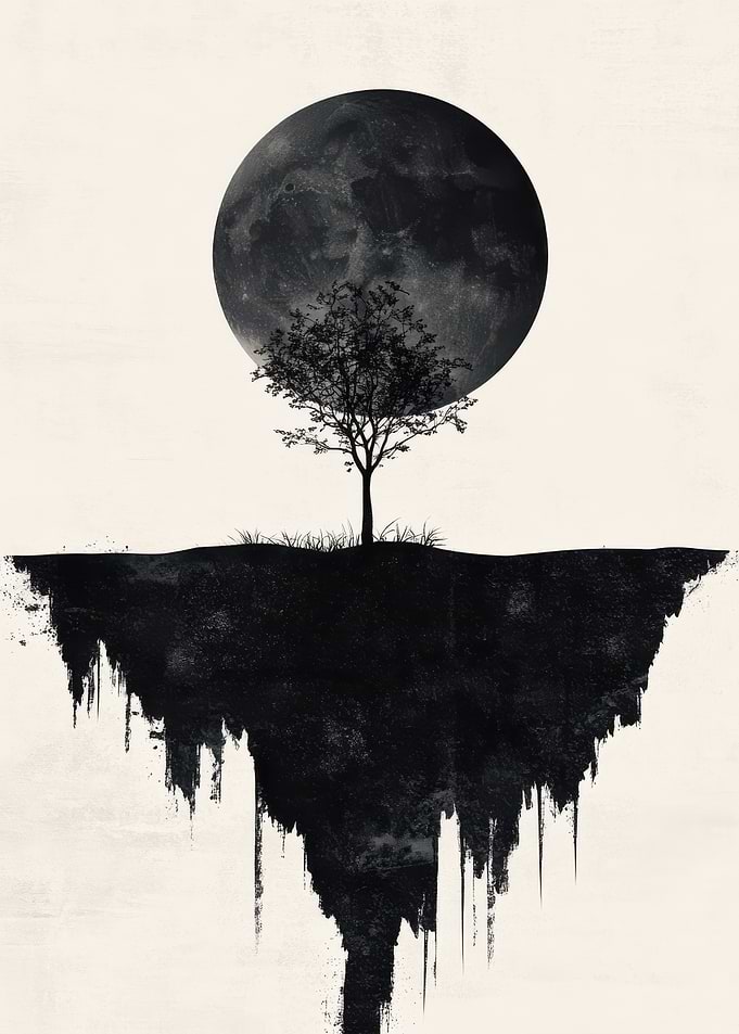 Silhouette Tree and Moon