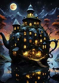 Teapot House in the Night