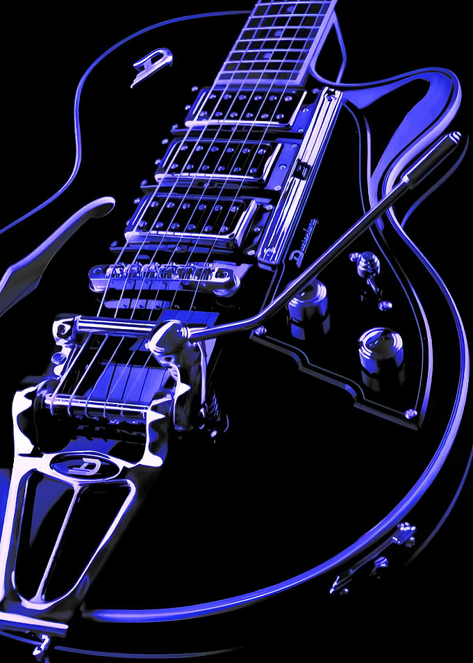 Electric Guitar with Blue Highlights