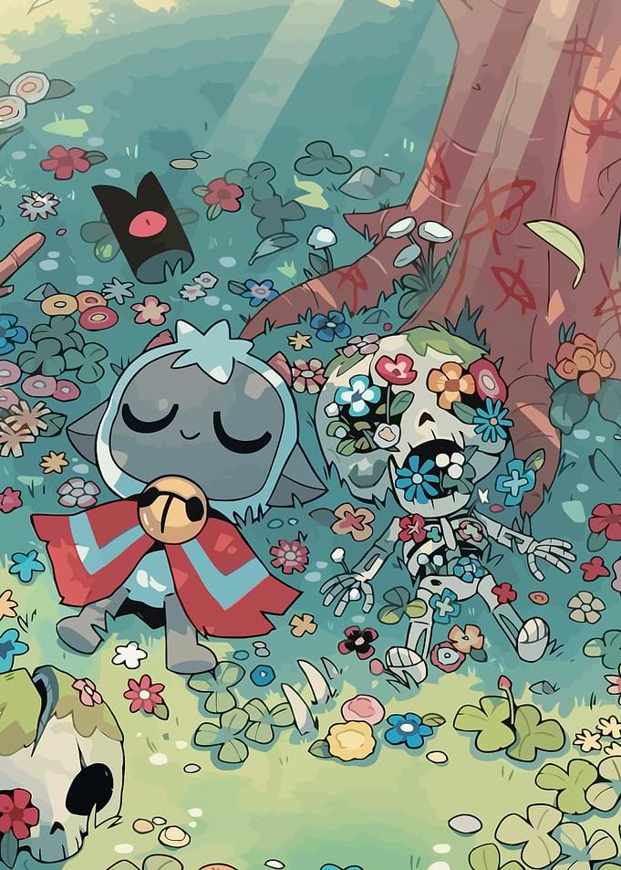 Cartoon Characters in Flower Field