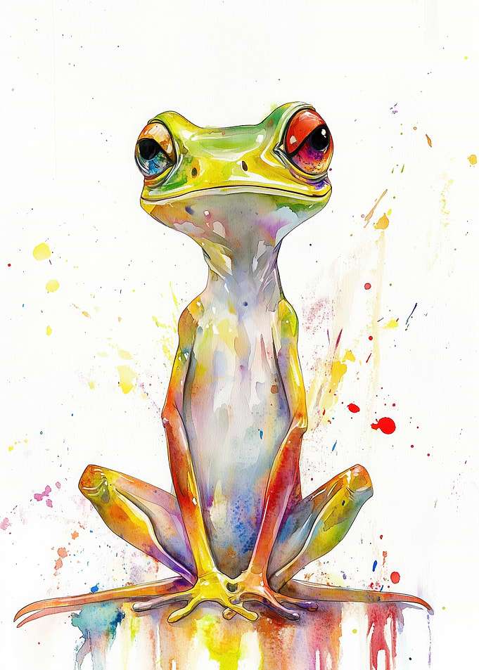 Colorful Frog Watercolor