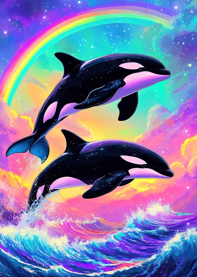 Orcas Rainbow watercolor
