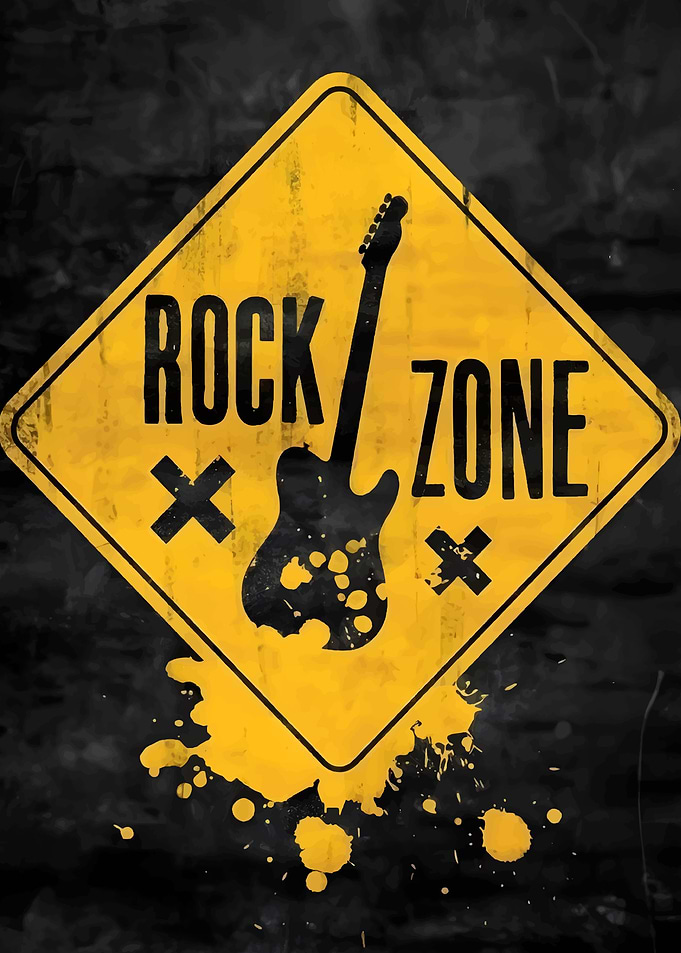 Rock Zone Warning Sign
