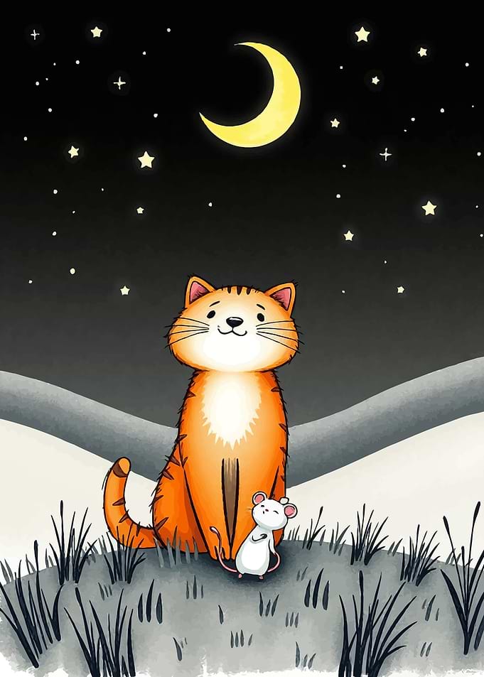 Cat and Mouse Night Sky