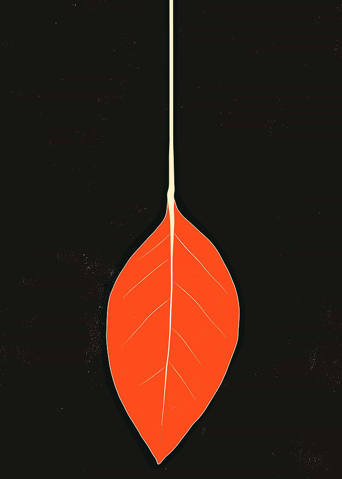 Red Leaf Minimalist Art