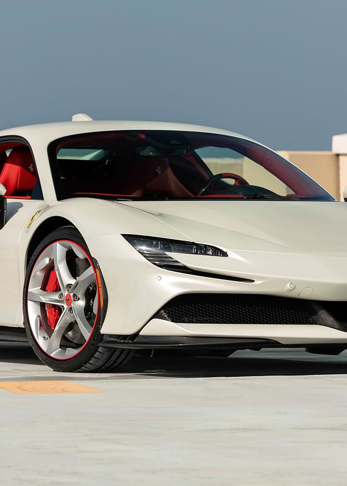 White Ferrari SF90 Stradale
