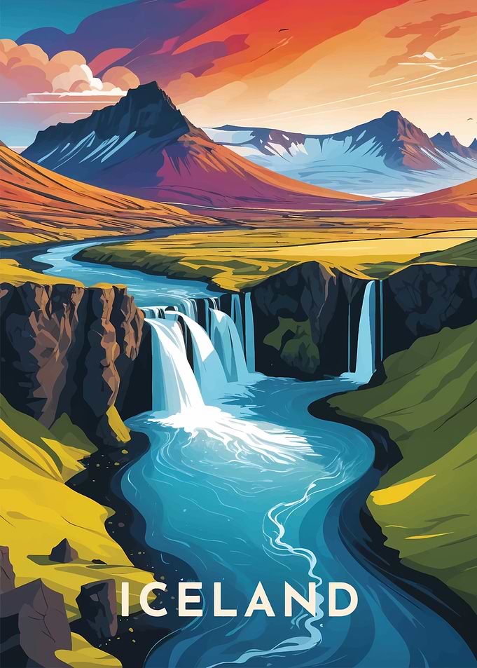 Iceland Waterfall Landscape