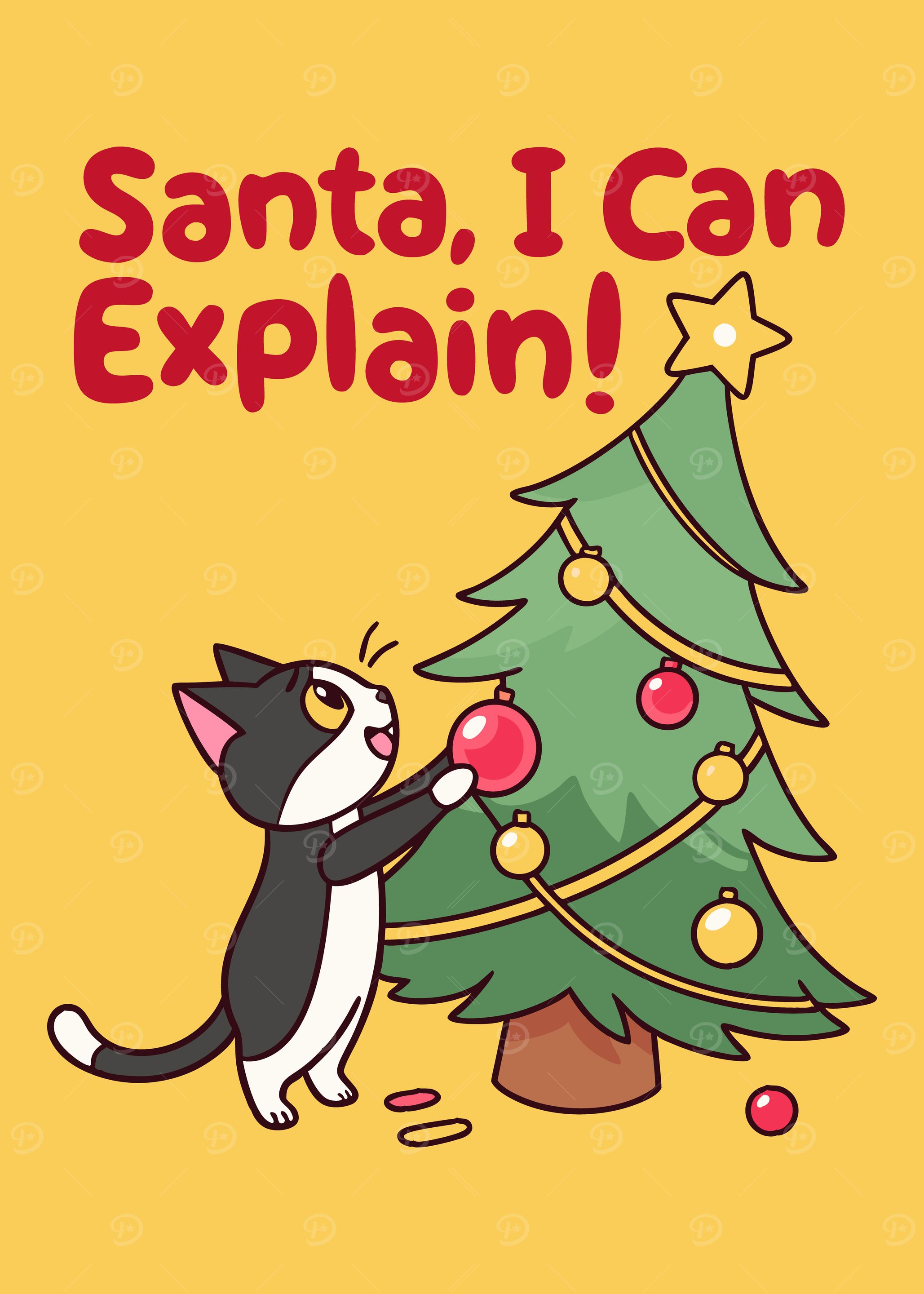 Cat Decorating Christmas Tree