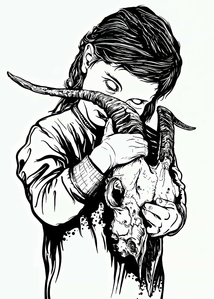 Girl Holding Skull