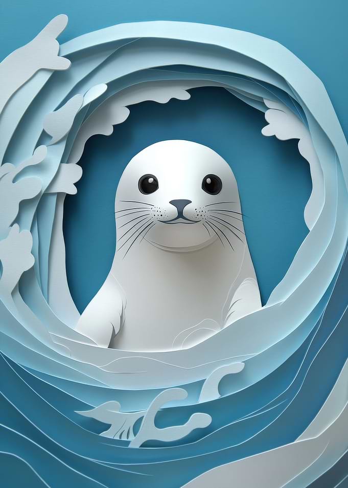 Papercut Seal in Wave