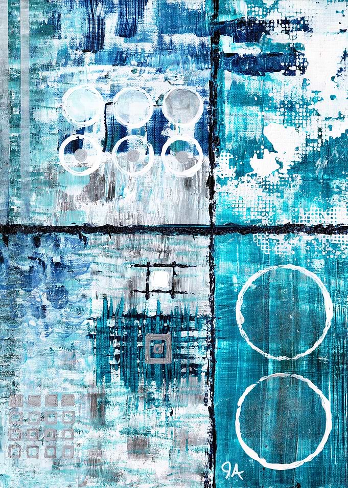 Abstract Blue and White Circles 'Mood Wheels'