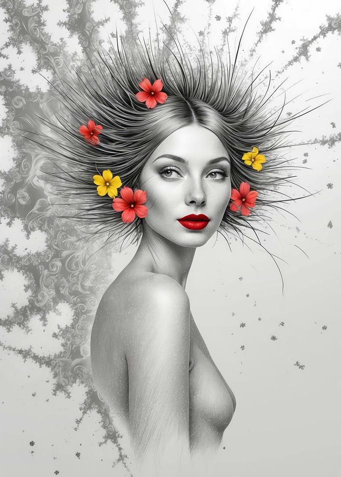 grayscale potrait women semi pencile