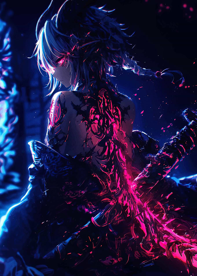 Anime Girl with Glowing Tattoo