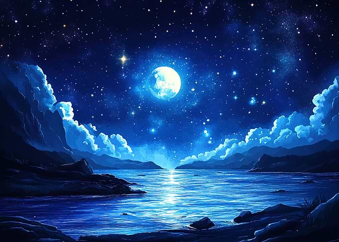Night Sky with Full Moon