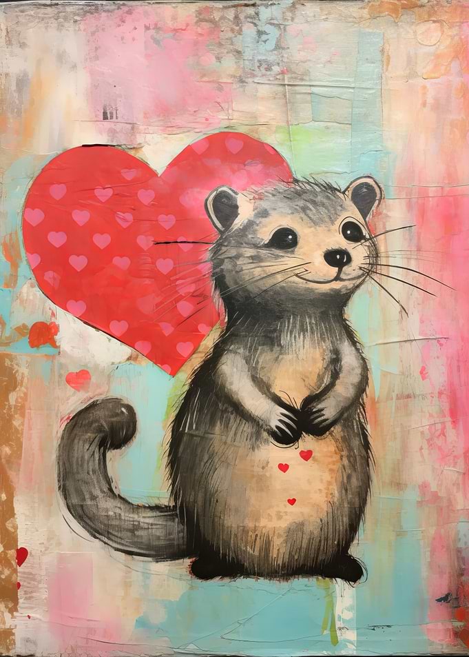 Valentine Woodland Rodent with Heart
