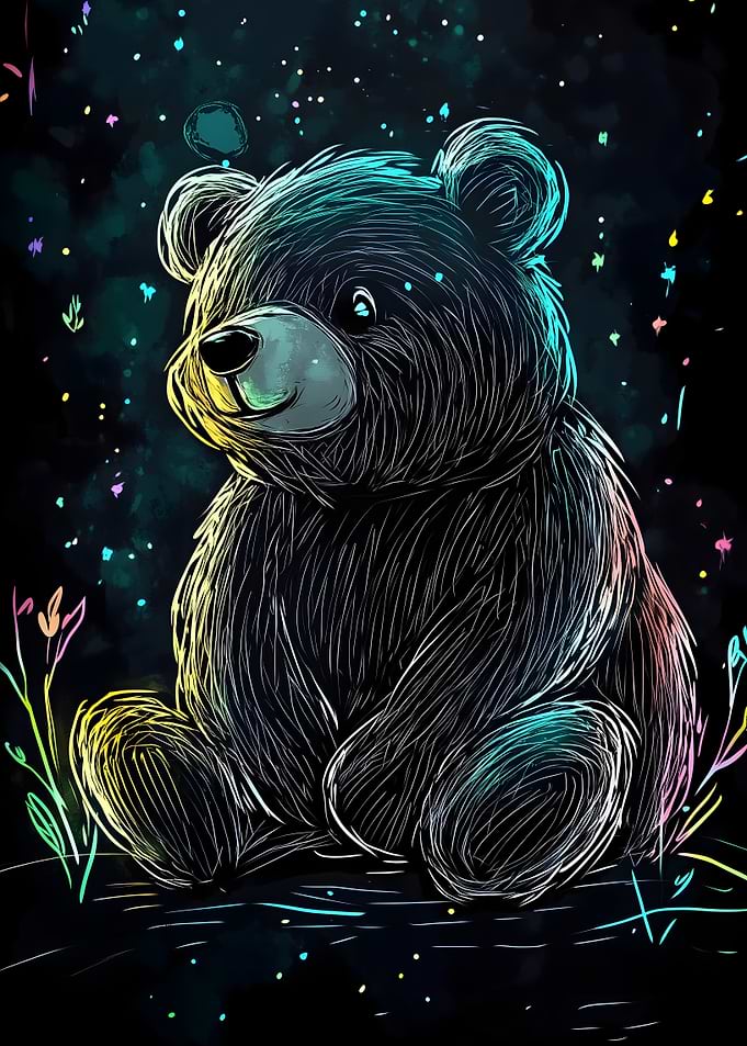 Neon Bear Illustration