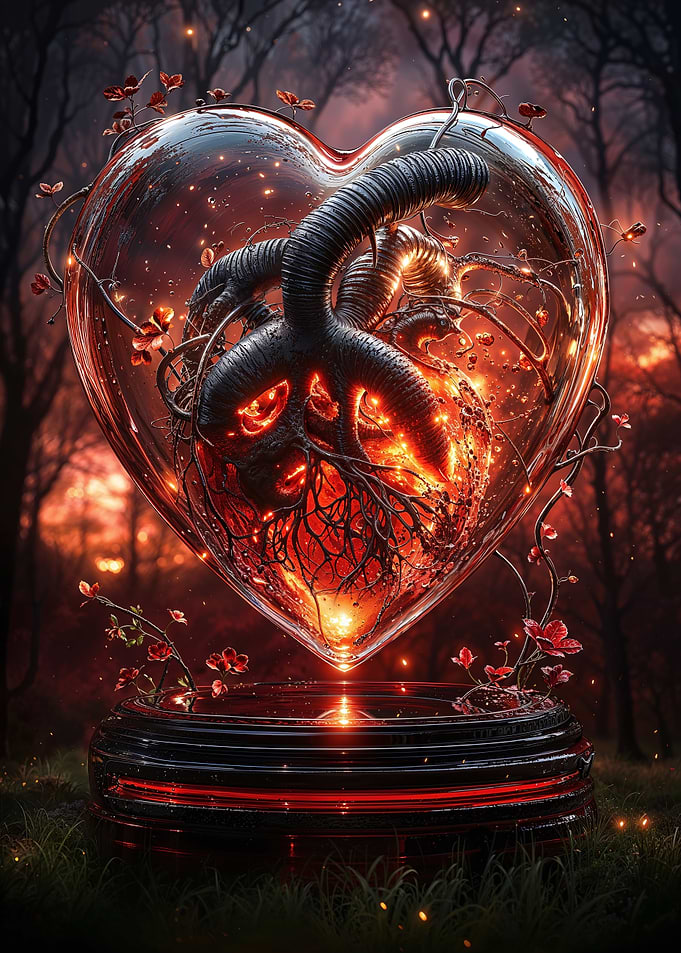 Burning Heart in Glass