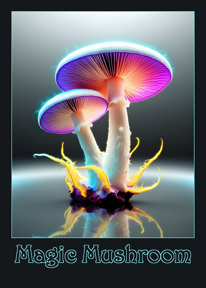 Purple Psychedelic Mushroom Art
